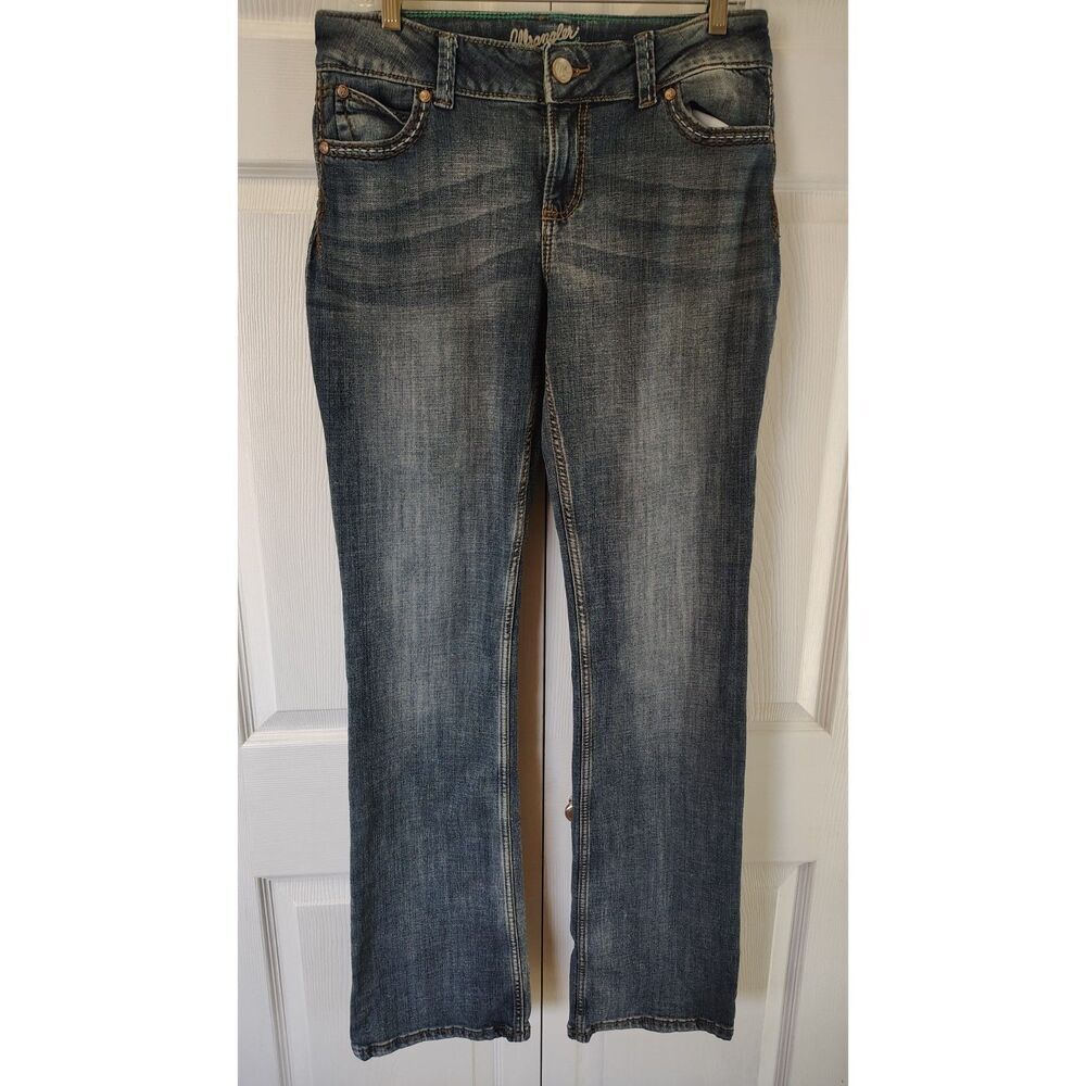 Wrangler Women’s Retro Bootcut Jeans Dark Wash Western Embroidered Pockets 9/10
